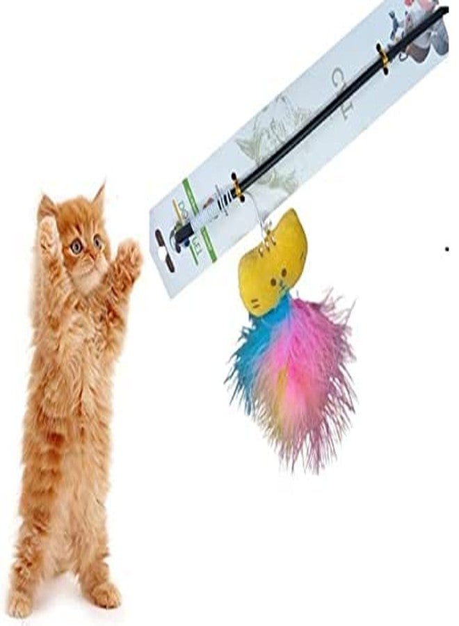 Smart Pups Cat Retractable Bell Teaser Wand Toy, Interactive Natural Feather Cat Kitten Toy Pack of 1 Pcs Colour May Very Toys - Image 5